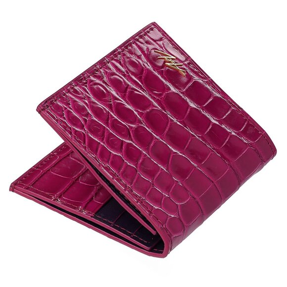 A&V Leather Handbags - Luxury Alligator Leather Wallet – Handmade Slim Minimalist Jazzberry Jam Wallet